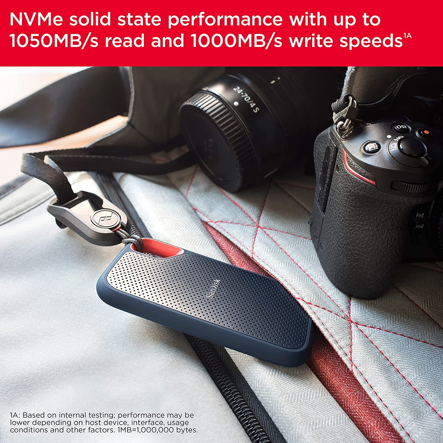 Buy Sandisk,SanDisk Extreme 1TB Portable NVMe SSD, USB-C, up to 1050MB/s Read and 1000MB/s Write Speed, Water and Dust-Resistant, Black - Gadcet.com | UK | London | Scotland | Wales| Ireland | Near Me | Cheap | Pay In 3 | Hard Drives